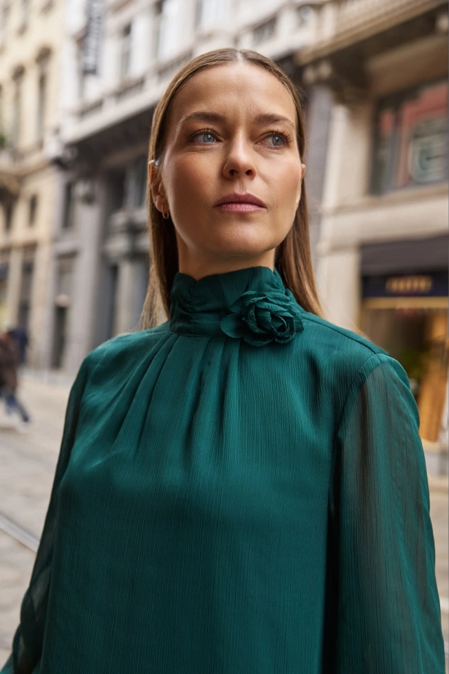 WOMEN'S SHIRT Z-KO-4829 D.GREEN