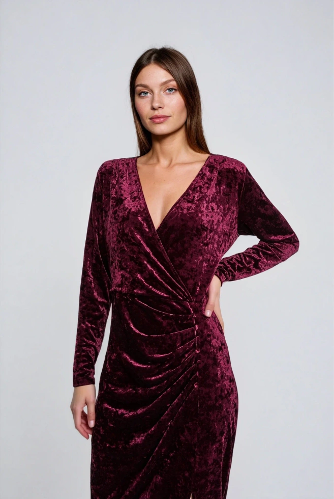 WOMEN'S DRESS Z-SU-4826 BURGUNDY