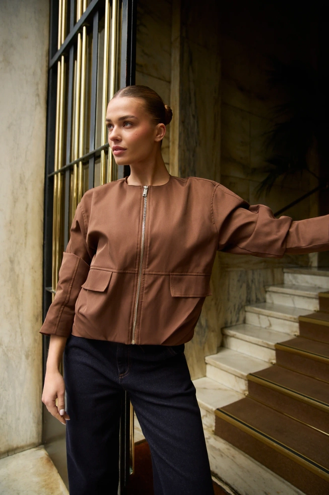 WOMEN'S JACKETS L-KU-4920 BROWN