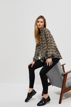 Leggings with shiny waistband