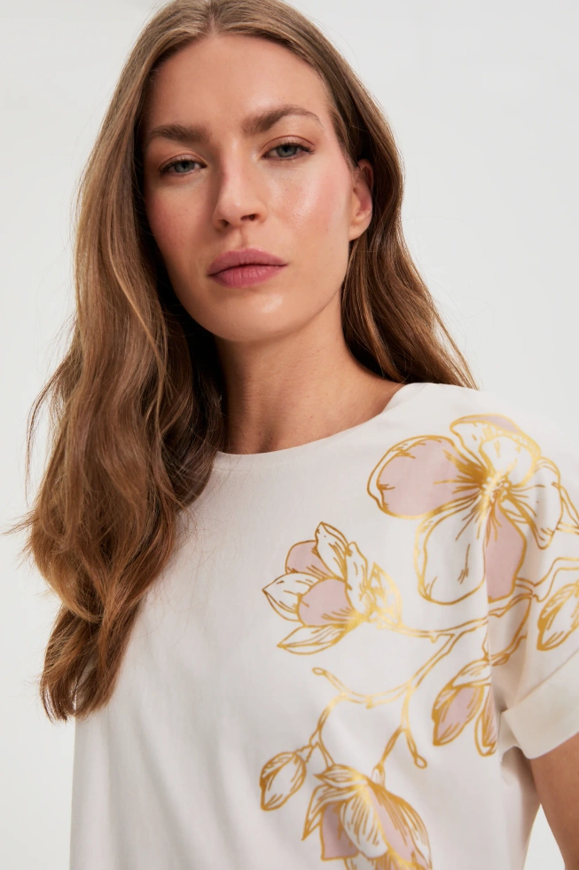 WOMEN'S TSHIRT L-TS-4940 OFF WHITE