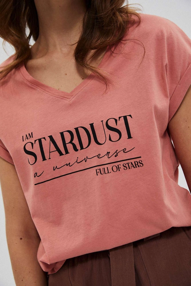 Bawełniana bluzka z nadrukiem L-TS-3786 TERRA COTTA