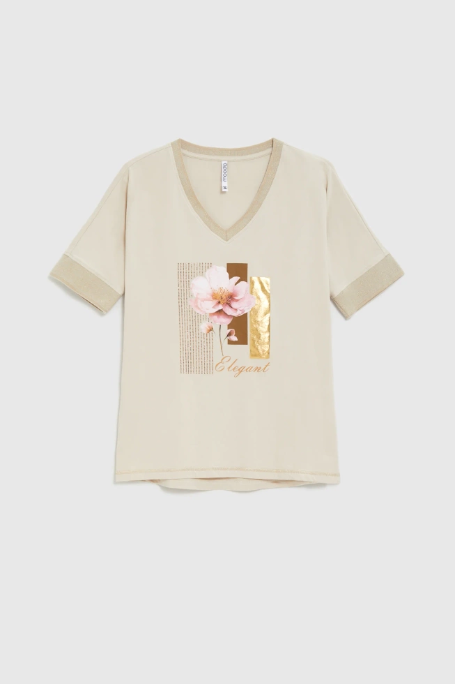 WOMEN'S TSHIRT L-TS-4912 L.BEIGE-set