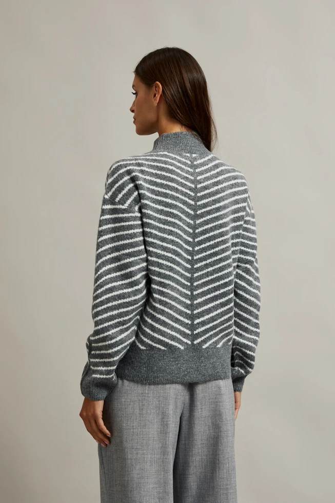 WOMEN'S SWEATER Z-SW-4526 GREY MEL_OFF WHITE