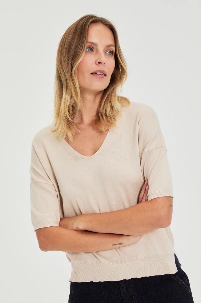 WOMEN'S SWEATER L-SW-4908 L.BEIGE