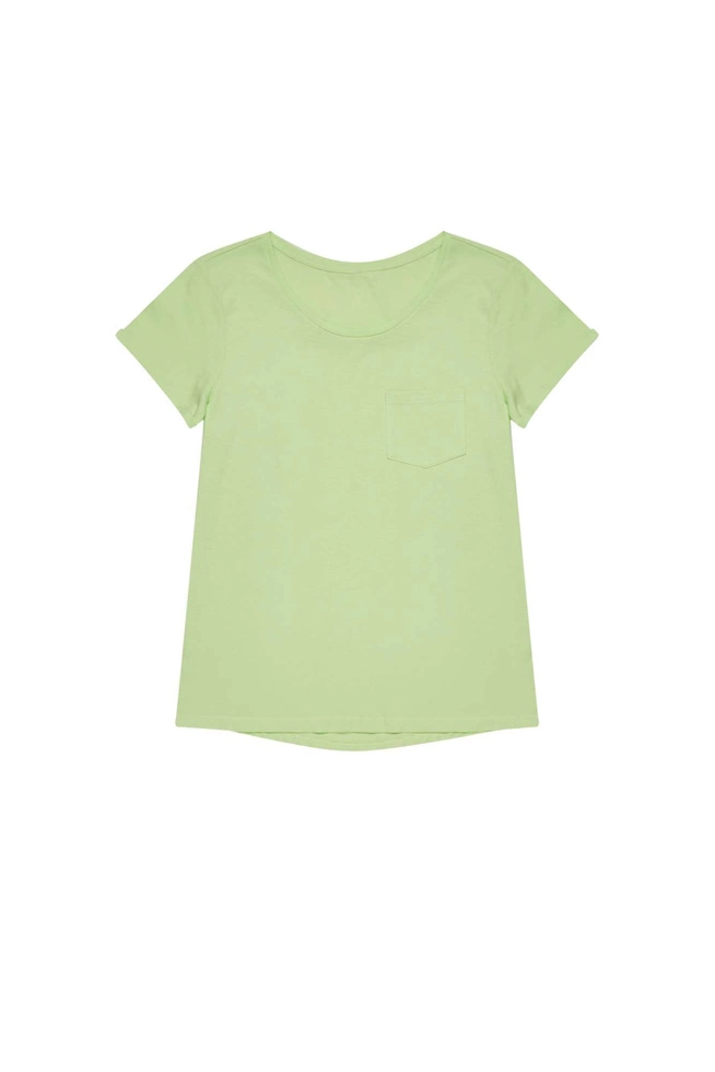 Gładki t-shirt z kieszonką L-TS-3706 L.GREEN