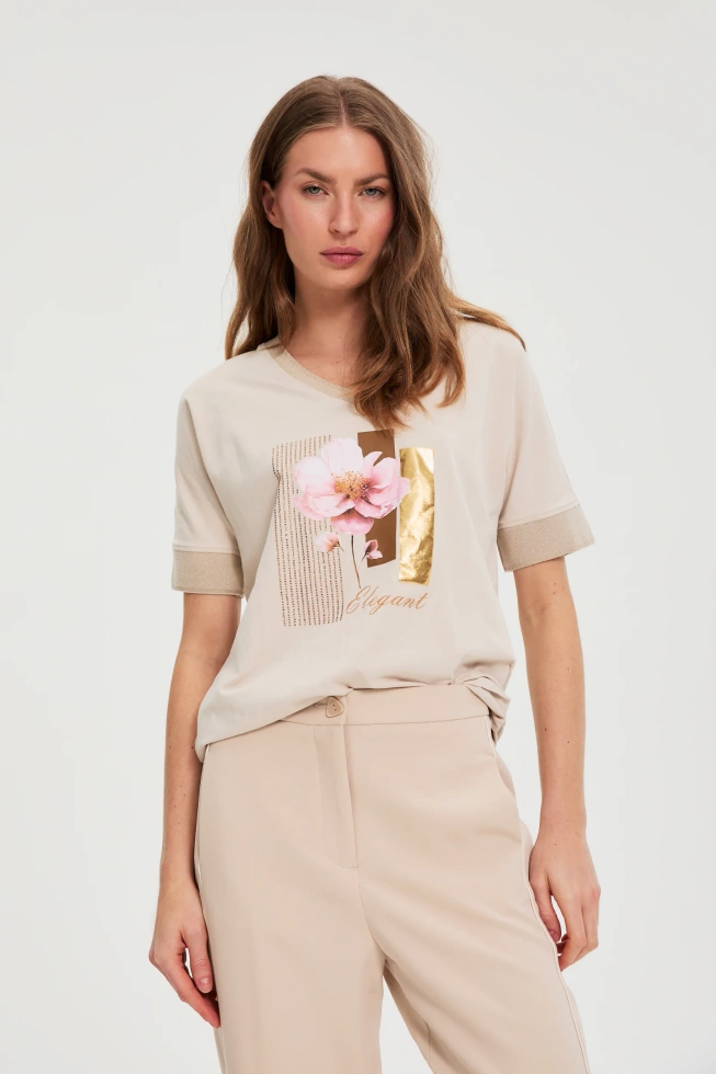 WOMEN'S TSHIRT L-TS-4912 L.BEIGE