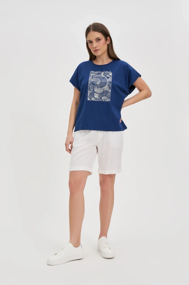 WOMEN'S T-SHIRT L-TS-4746 D.BLUE