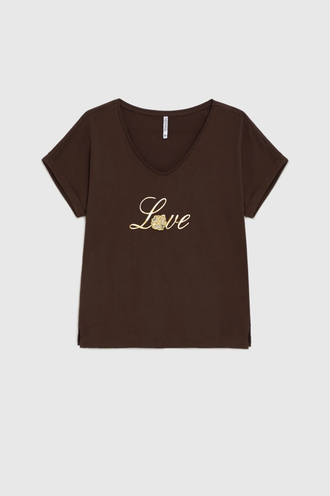 WOMEN'S TSHIRT L-TS-4959 D.BROWN
