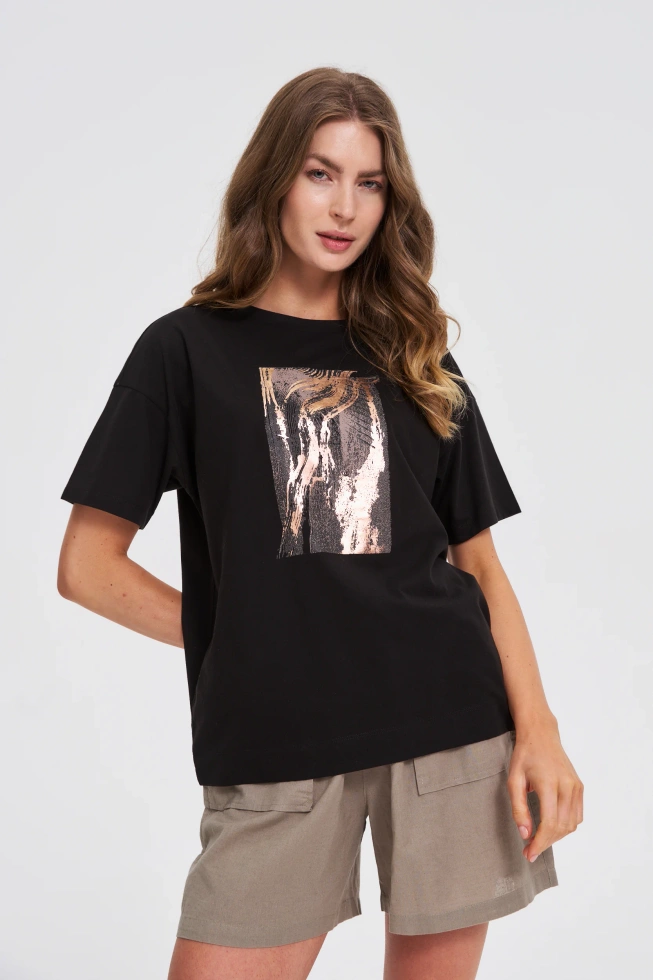 WOMEN'S T-SHIRT L-TS-4749 BLACK
