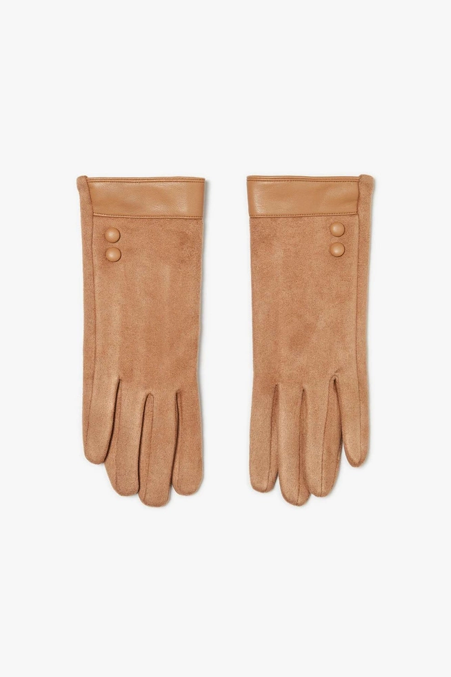 Gloves with an inlay of ecological leather