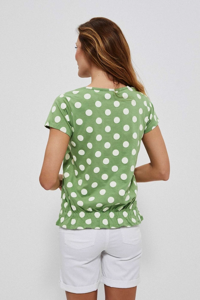 Polka dot blouse with a V-neckline