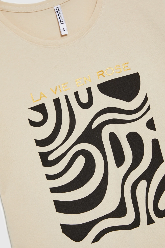 WOMEN'S T-SHIRT L-TS-4739 L.BEIGE