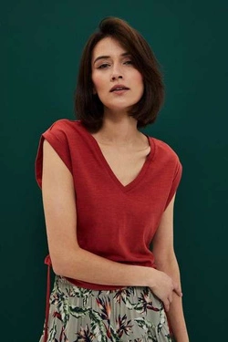 Bawełniana bluzka ze ściągaczem L-TS-3801 MAGMA