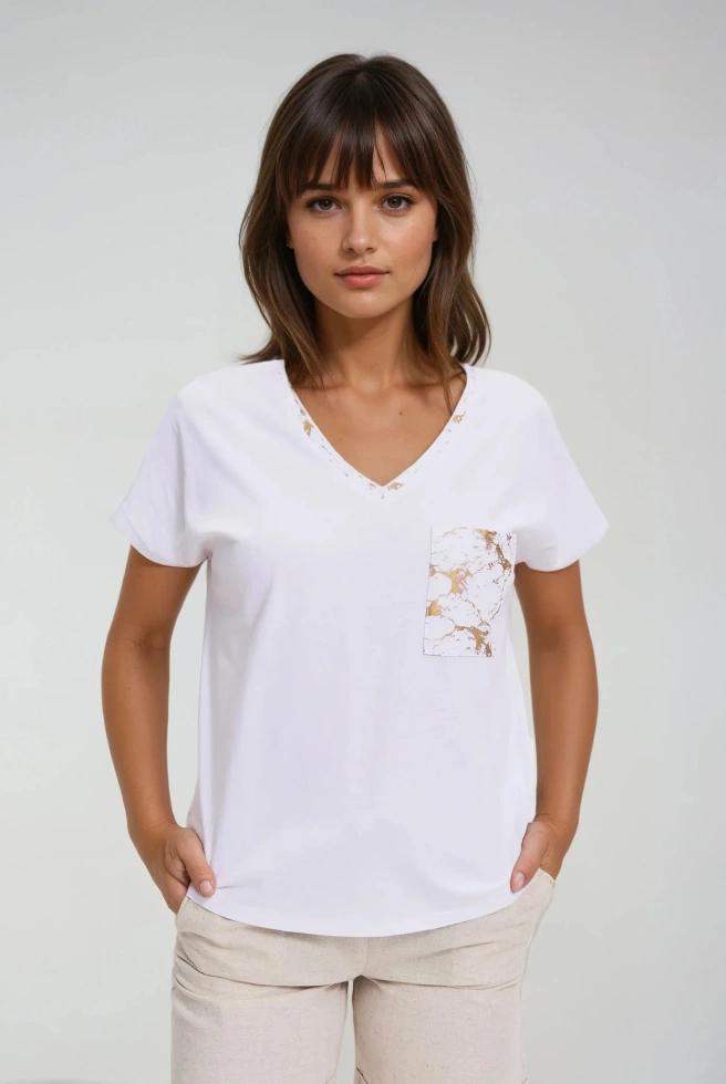 KOSZULKA DAMSKA L-TS-4720 WHITE