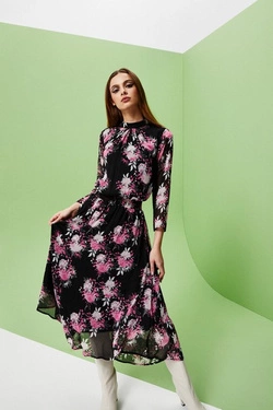 Chiffon dress with a print