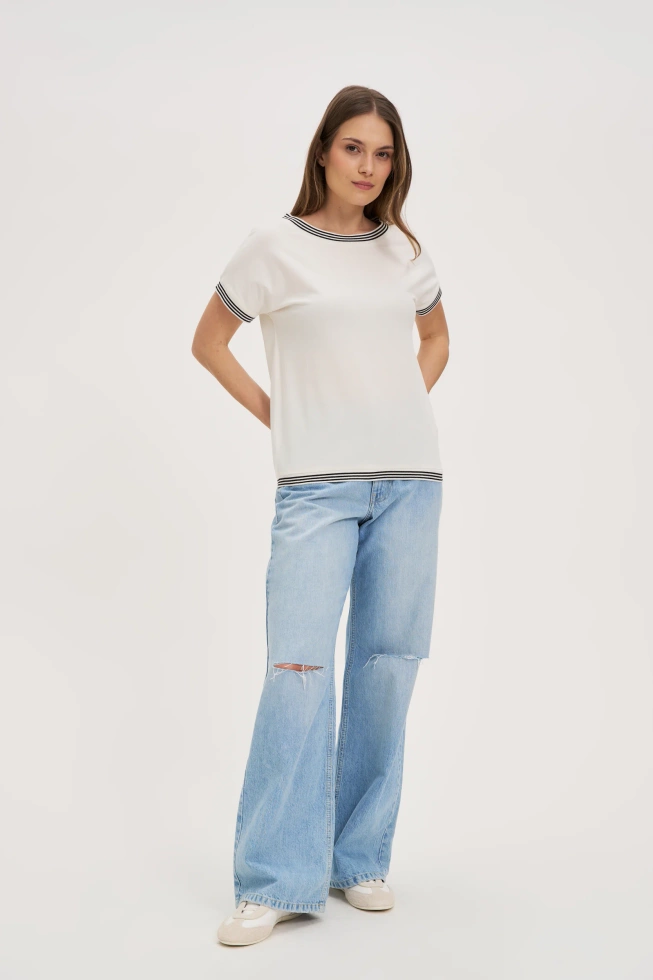 WOMEN'S TSHIRT L-TS-4637 OFF WHITE