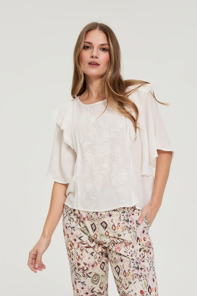 WOMEN'S SHIRT L-KO-4924 OFF WHITE