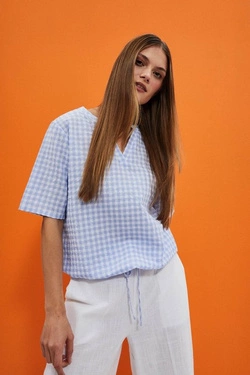 LADIES SHIRT L-KO-4034 WHITE_BLUE