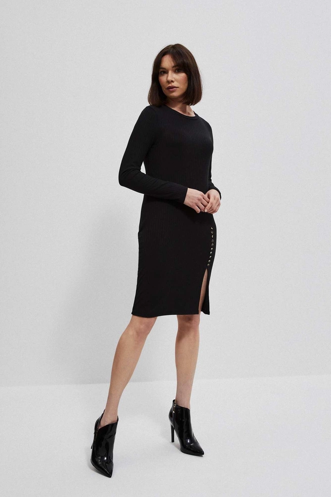 Ribbed dress with decorative buttons