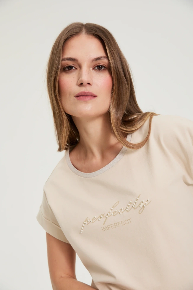 WOMEN'S TSHIRT L-TS-4918 L.BEIGE