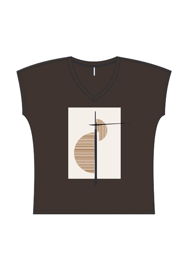 WOMEN'S T-SHIRT L-TS-4737 D.BROWN-set