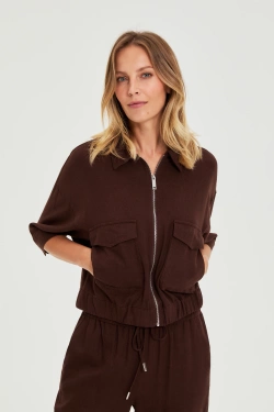 WOMEN'S JACKETS L-KU-4924 D.BROWN