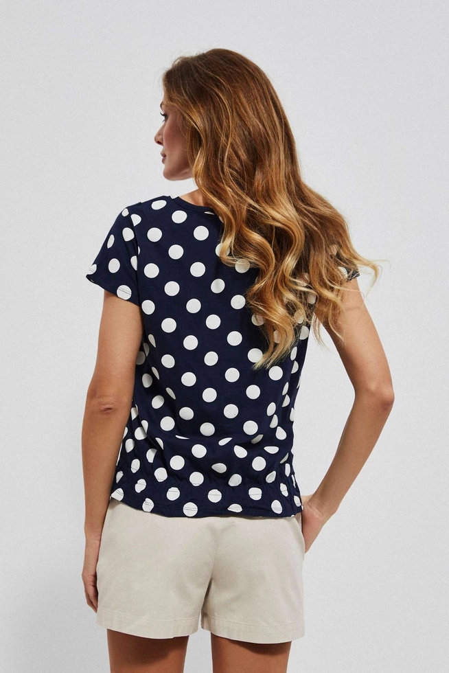 Polka dot blouse with a V-neckline