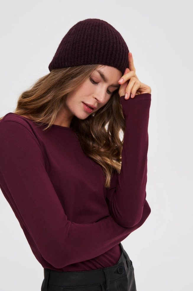 WOMEN'S HAT Z-CZ-4813 BURGUNDY MEL