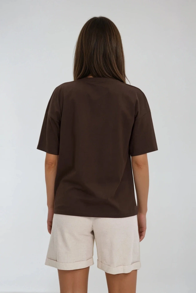 WOMEN'S TSHIRT L-TS-4724 D.BROWN