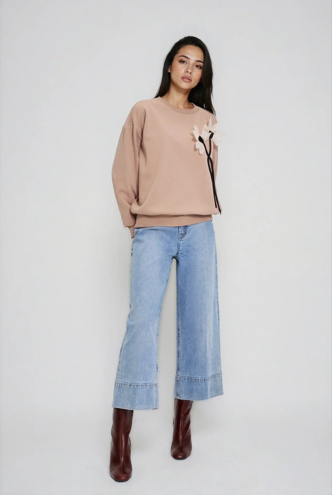 WOMEN'S SWEATSHIRT L-BL-4919 COFFEE