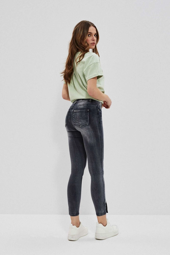 Jeansy medium waist L-JE-3713 GRAPHITE