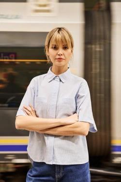 WOMEN'S SHIRT L-KO-4657 WHITE_L.BLUE