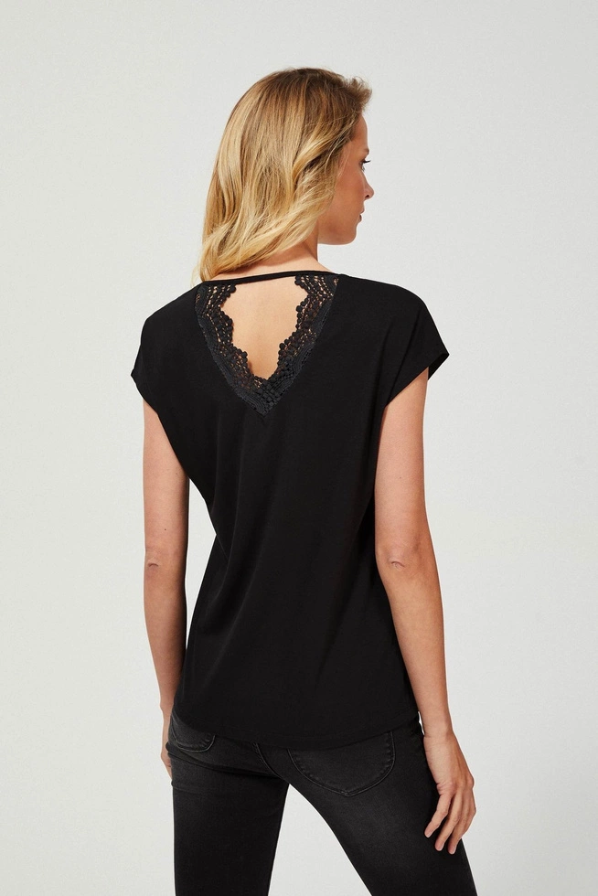 Bluzka z koronką na plecach L-TS-3175 BLACK