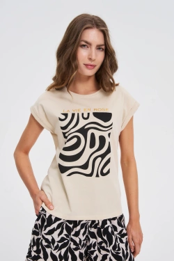 WOMEN'S T-SHIRT L-TS-4739 L.BEIGE-set