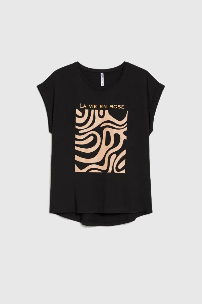 WOMEN'S T-SHIRT L-TS-4739 BLACK