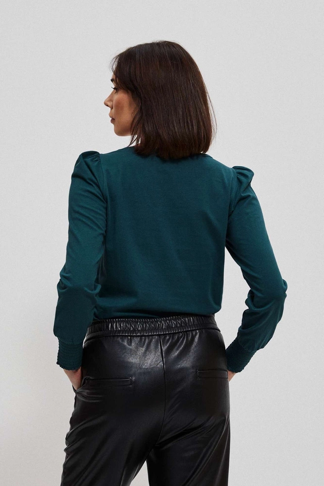 Cotton blouse with puff sleeves