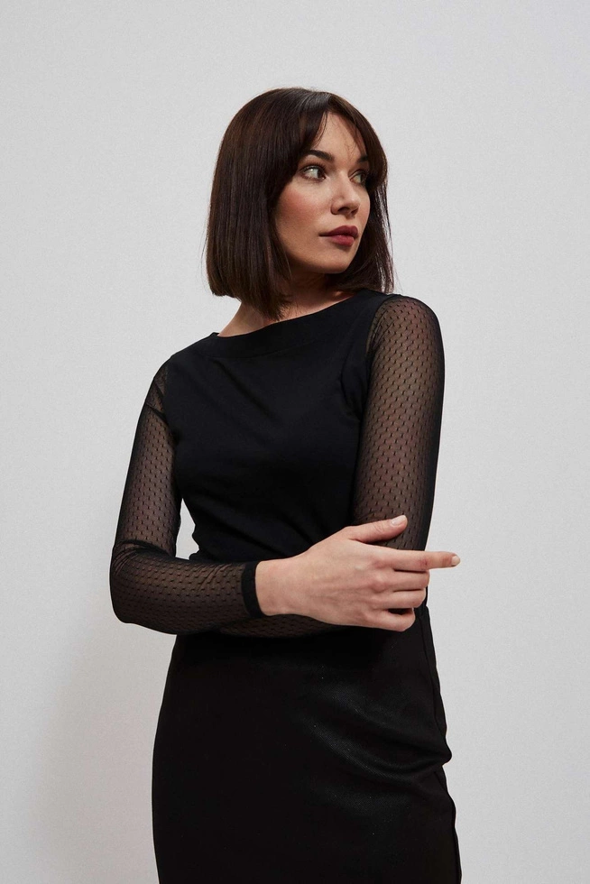 Blouse with transparent sleeves