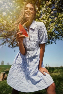 LADIES DRESS L-SU-4014 L.BLUE