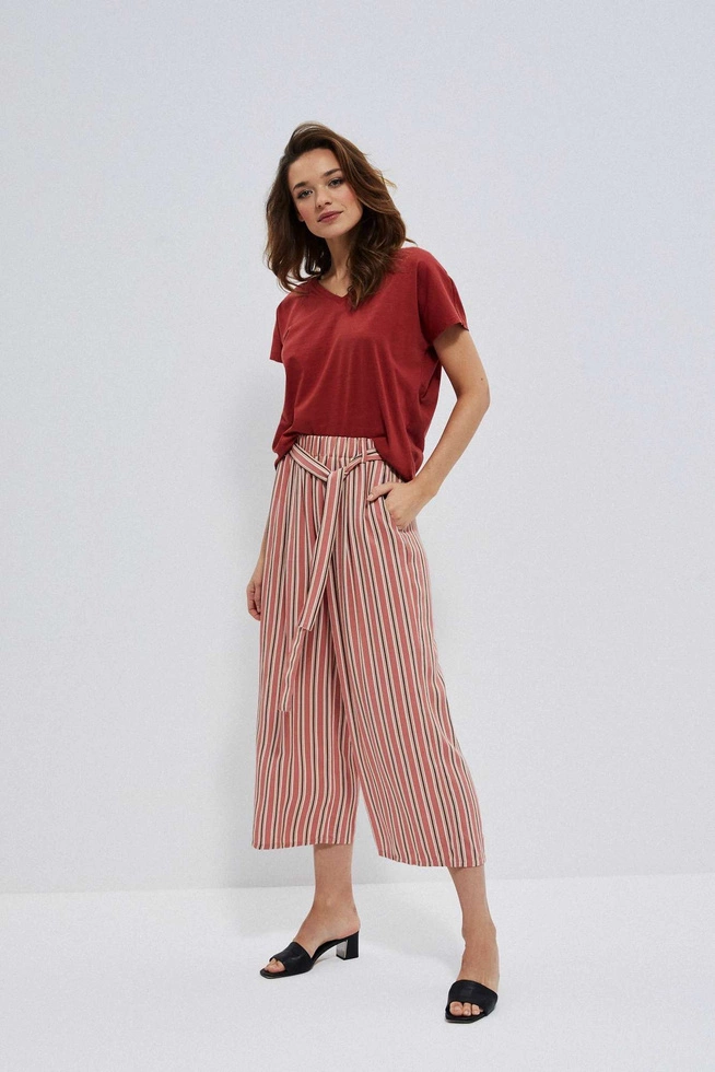 Viscose trousers with stripes