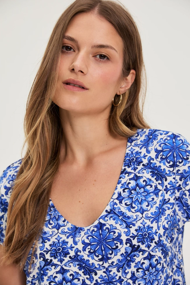 WOMEN'S TSHIRT L-TS-4697 D.BLUE