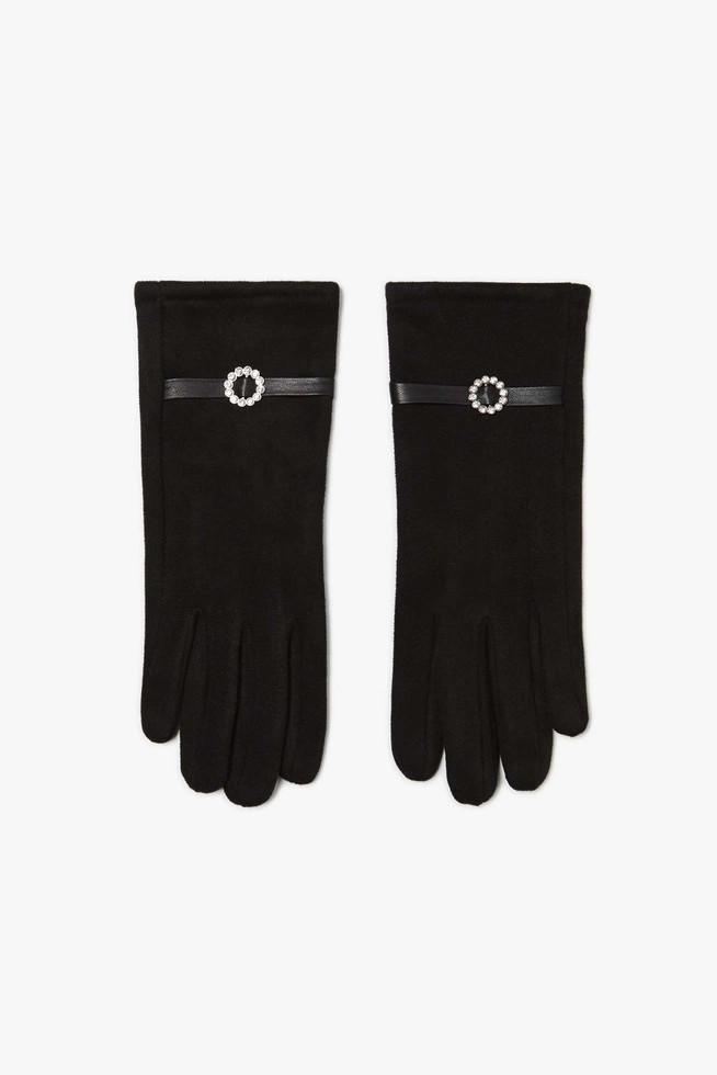 Gloves with a decorative belt