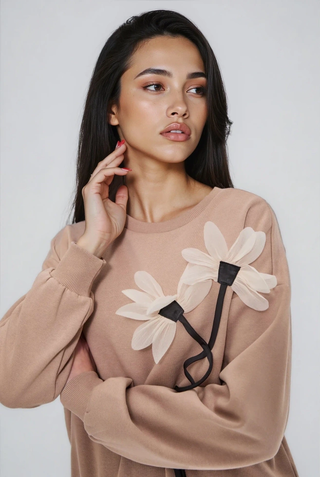 WOMEN'S SWEATSHIRT L-BL-4919 COFFEE