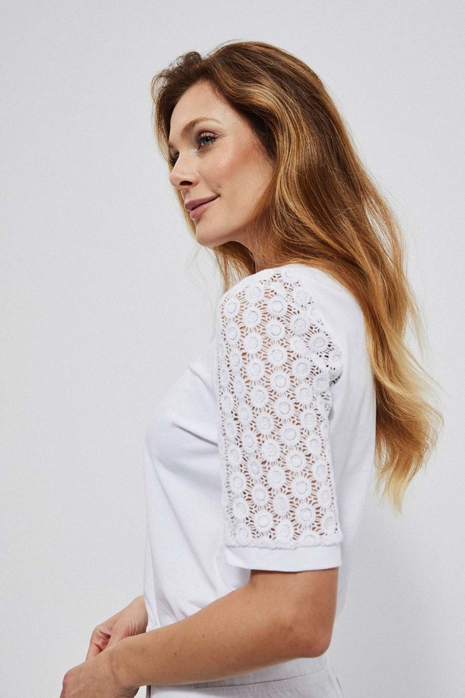 Cotton blouse with lace