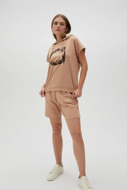 WOMEN'S SHORTS L-SH-4604 L.BROWN