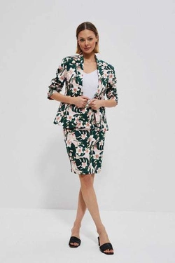 Marynarka z roślinnym printem L-MR-3708 L.BEIGE