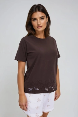 WOMEN'S TSHIRT L-TS-4725 D.BROWN