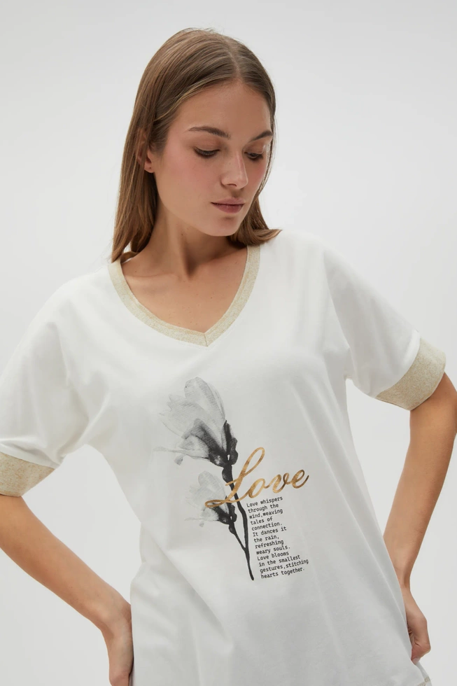 WOMEN'S TSHIRT L-TS-4609 OFF WHITE
