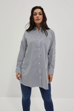 LADIES SHIRT L-KO-4016 WHITE_NAVY