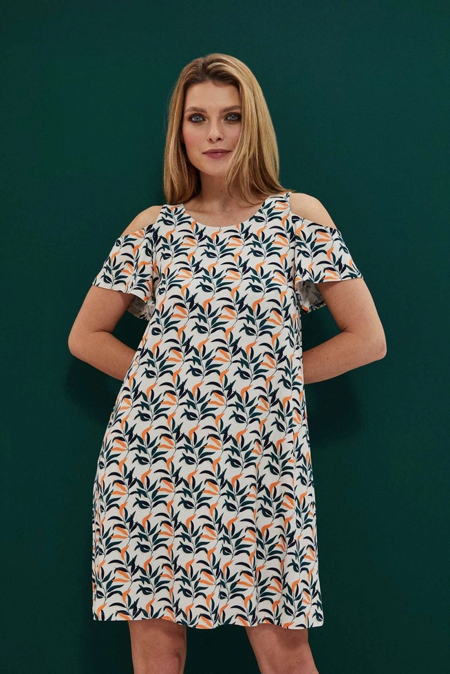 Patterned cold arms dress